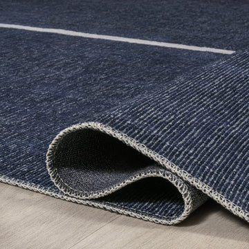 Linja Solid Centre Stripe Machine-washable Area Rug